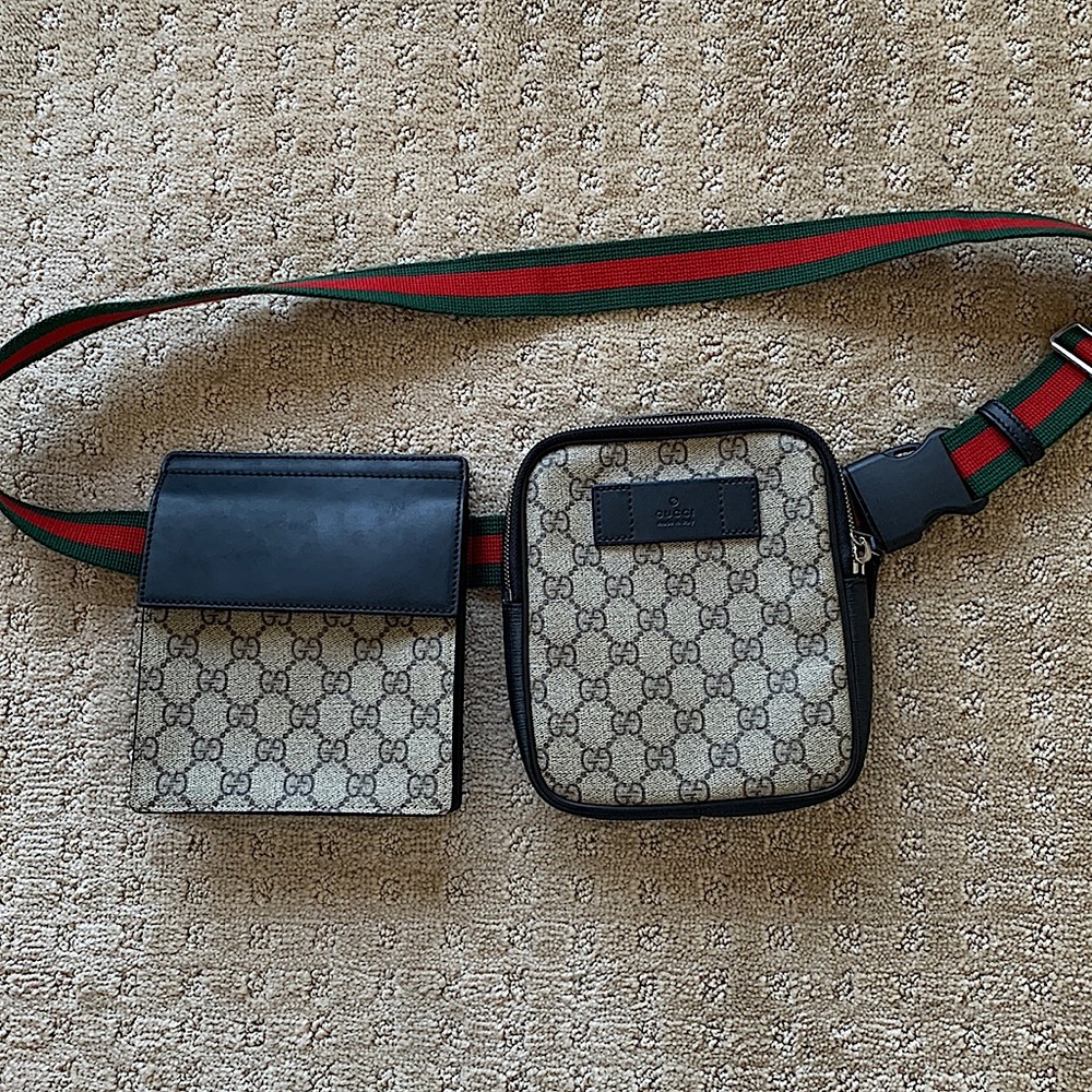 Gucci Monogram Double Crossbody Bag